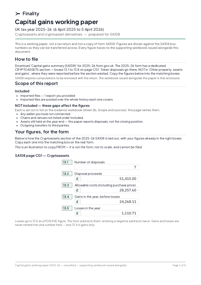 Page one of the UK sample working paper